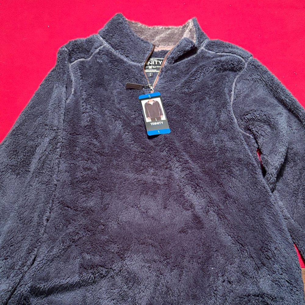 Trinity Men's Zip-Up Fleece Sweater in Navy